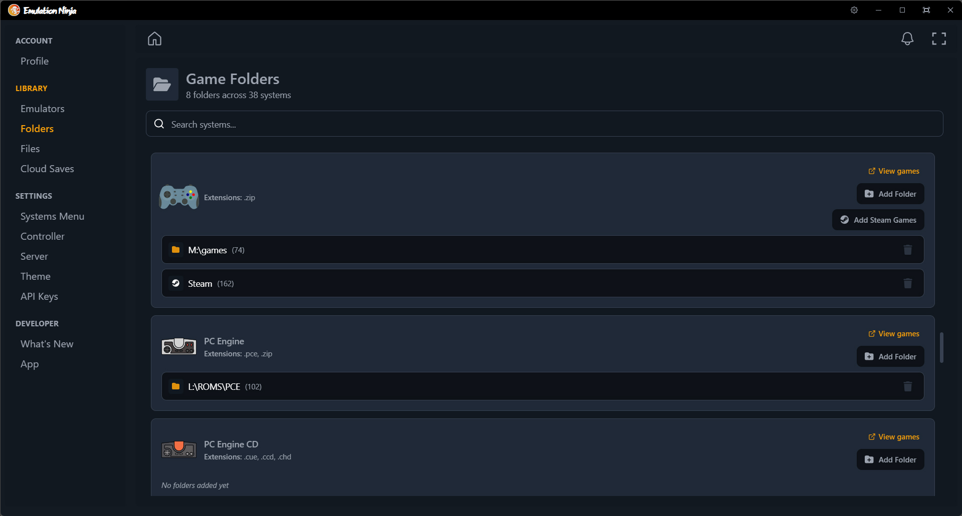 System folders with Steam integration