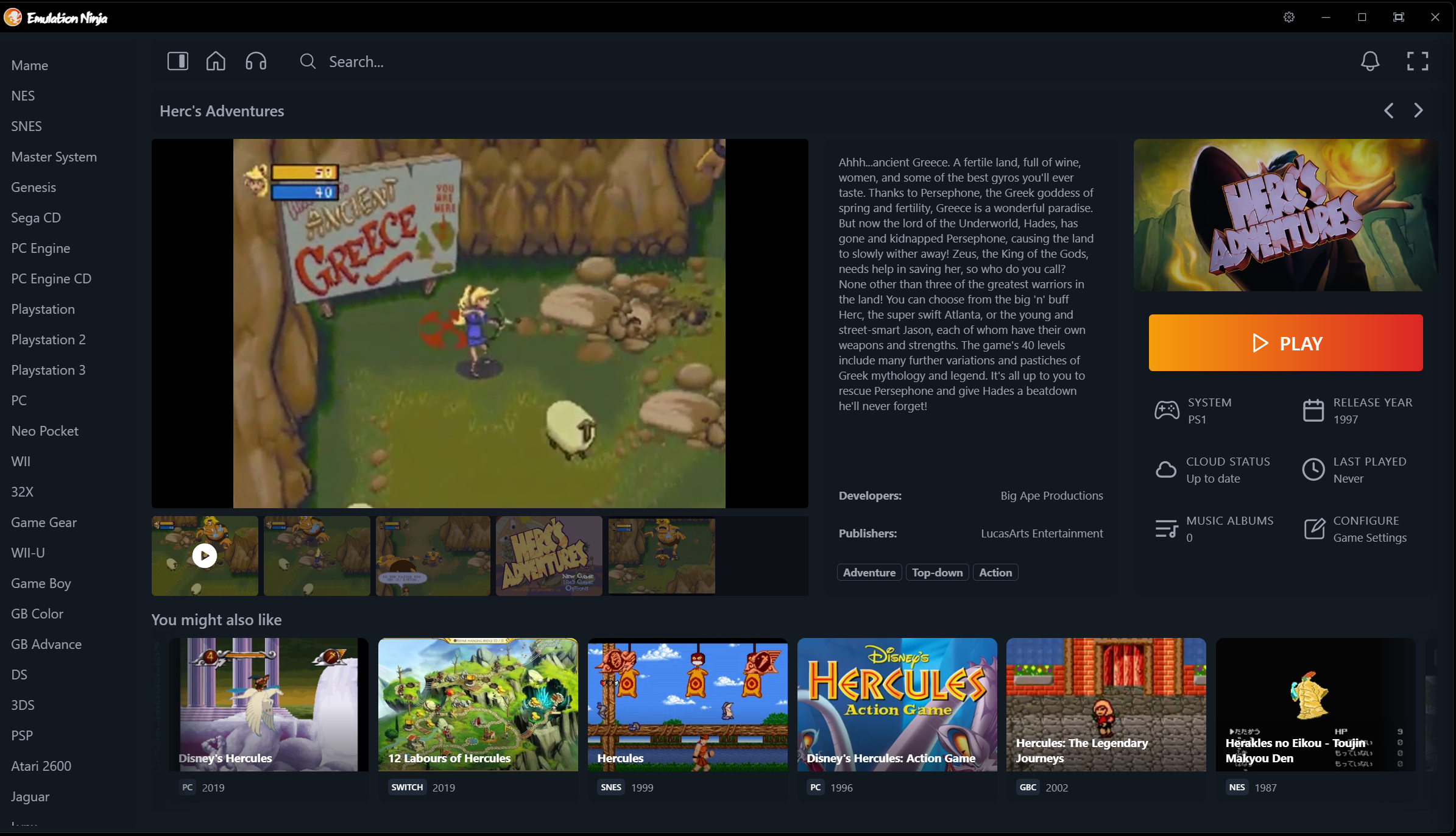 Game detail page with AI recommendations and related games